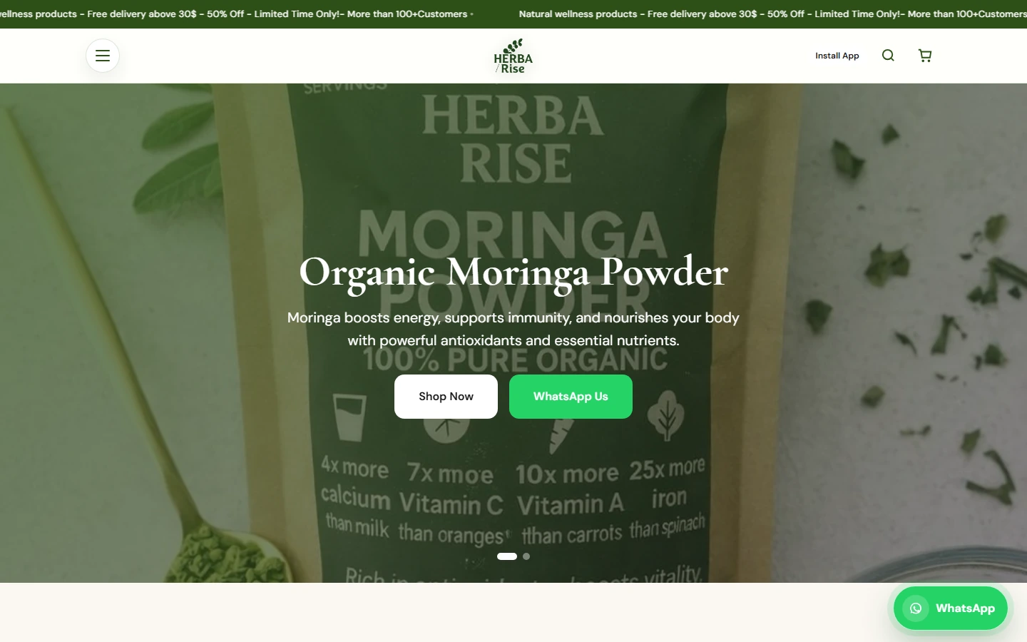 Herba Rize: replacing a generic Shopify theme with an owned brand experience screenshot