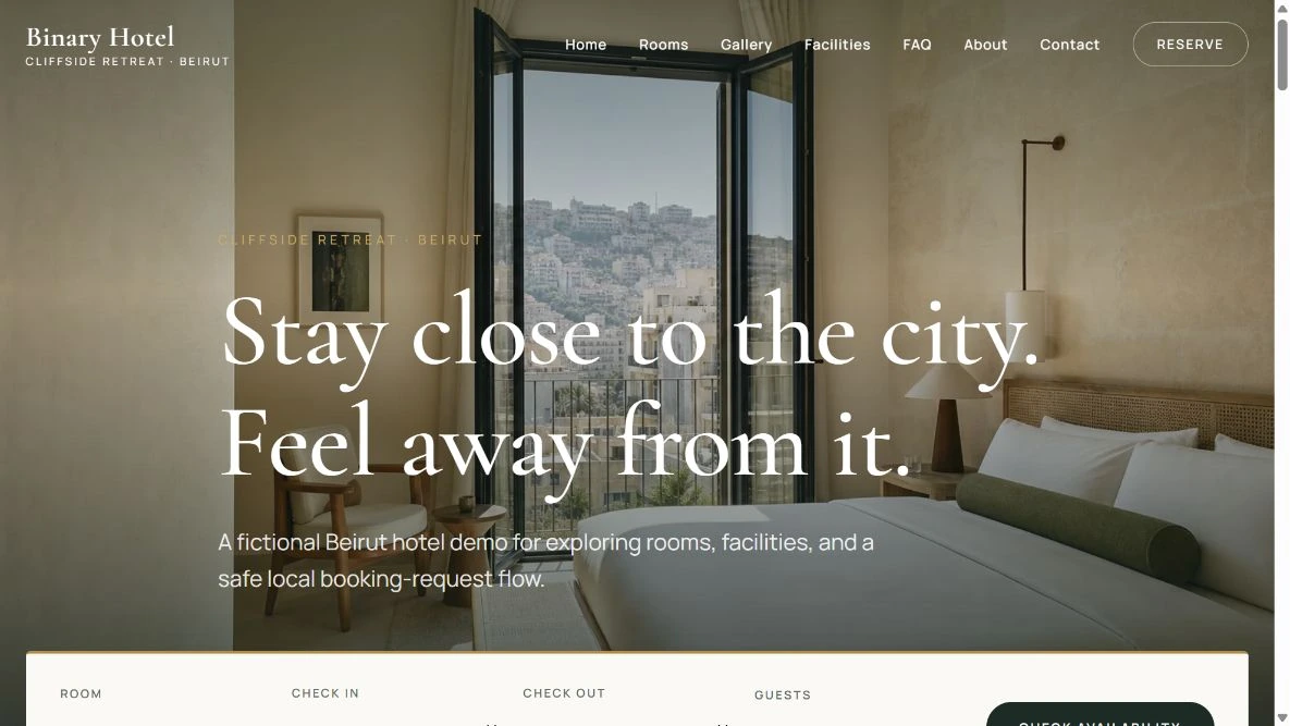 Hotel Website Demo interactive demo preview