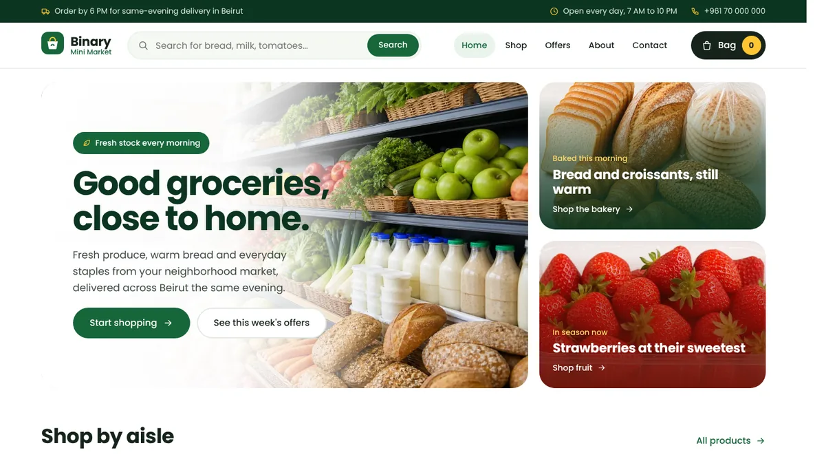 Mini Market Website Demo interactive demo preview