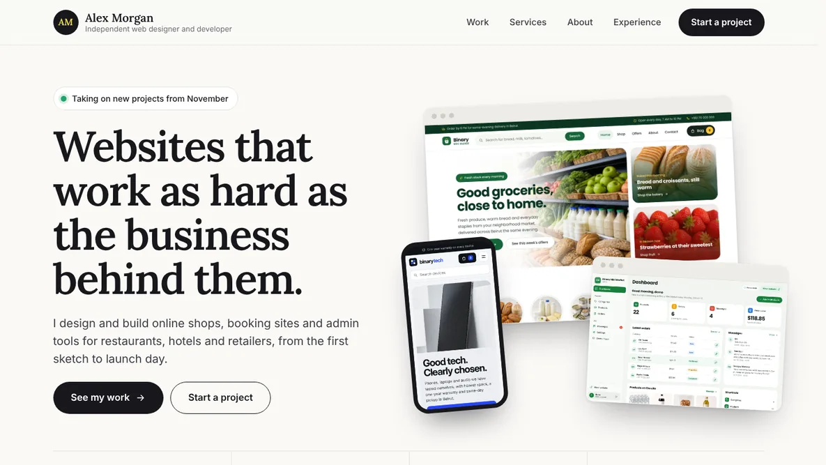 Portfolio / CV Website Demo interactive demo preview