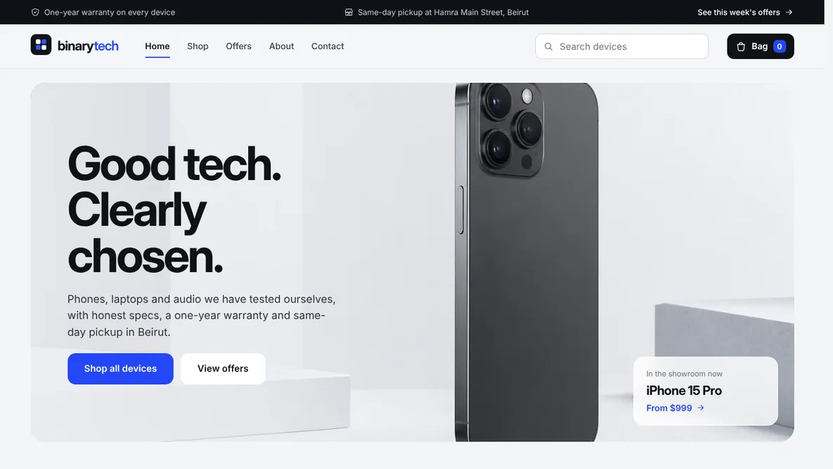 Tech Store Website Demo interactive demo preview