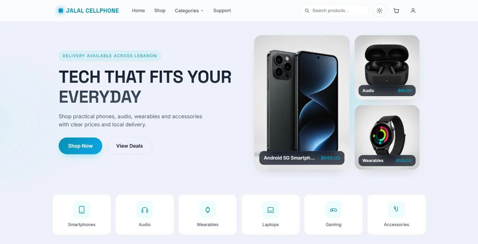 Jalal Cellphone: a storefront that works like a business operating system screenshot