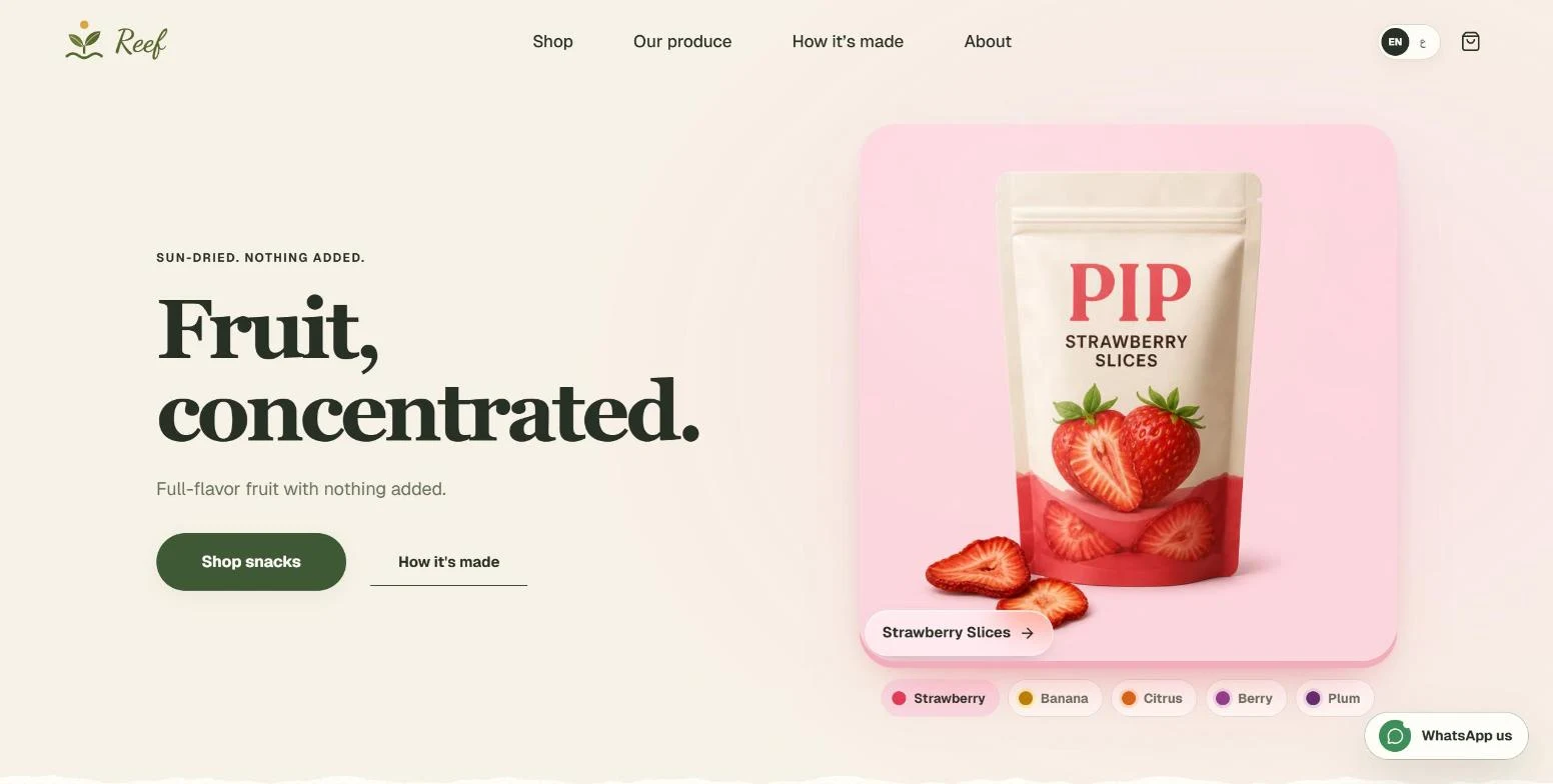 Reef: a dried-fruit store where every fruit brings its own colour screenshot